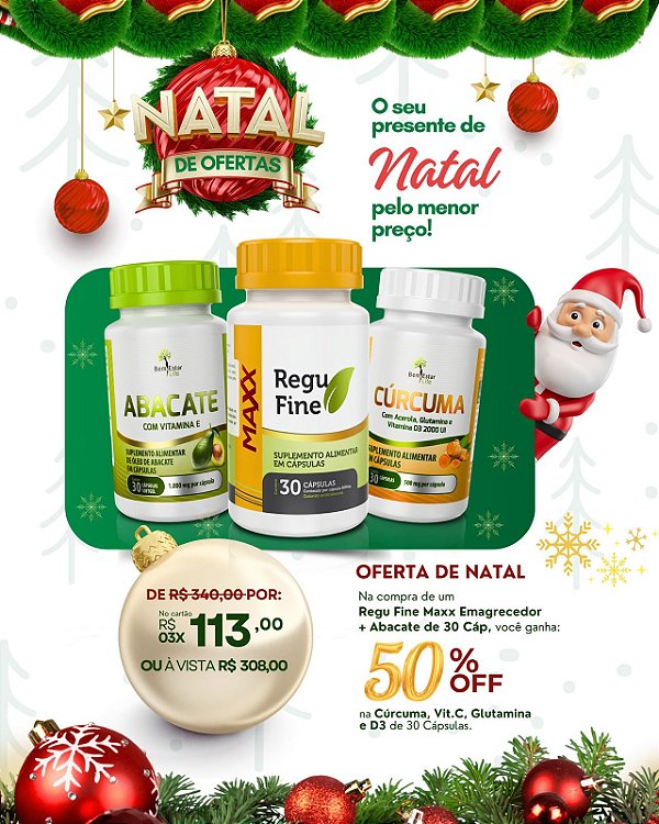 Na Compra de um REGU FINE MAXX + ABACATE de 30 Cáp,Você Ganha 50% Desconto CÚRCUMA de 30 Cáp