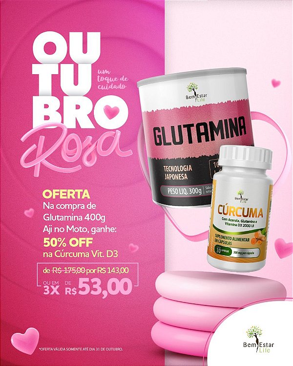NA COMPRA DA GLUTAMINA GANHA 50% DSCTO CÚRCUMA COM 30 CAPSULAS