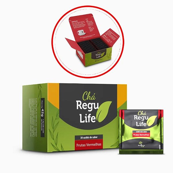 Chá Regu Life Sabor Frutas Vermelhas - 30 Sachês