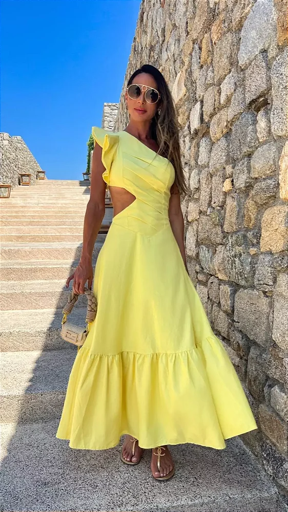 Vestido Midi Amarelo Artenis