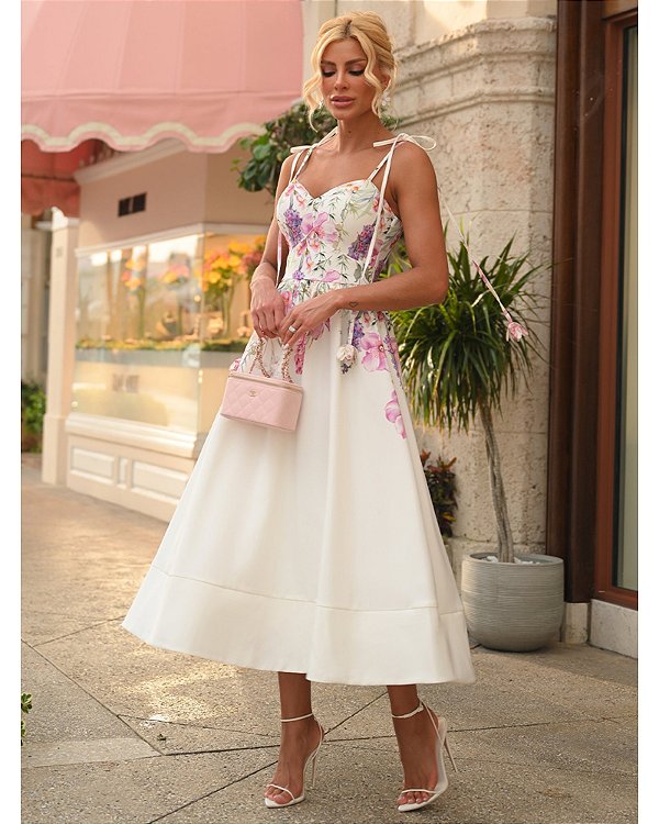 Vestido Midi Floral Lilas Iris