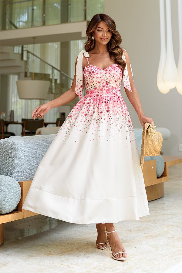 Vestido Midi Estampado Floral Delight