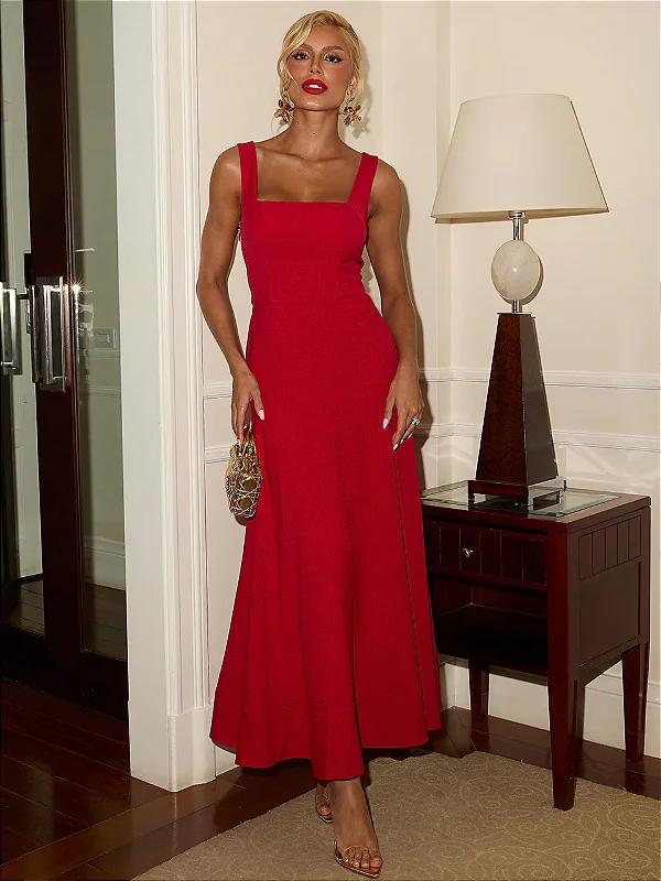 Vestido Midi Scarlet Laços Vermelho