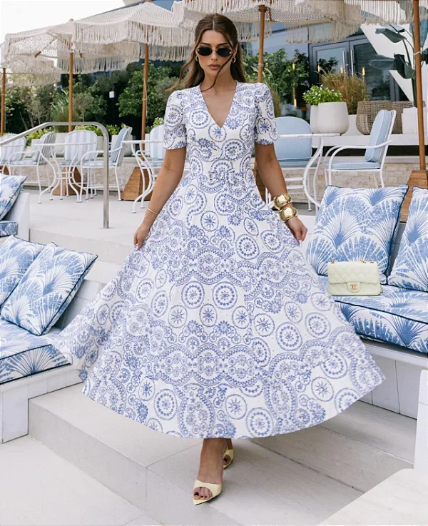Vestido Midi em Laise Grécia