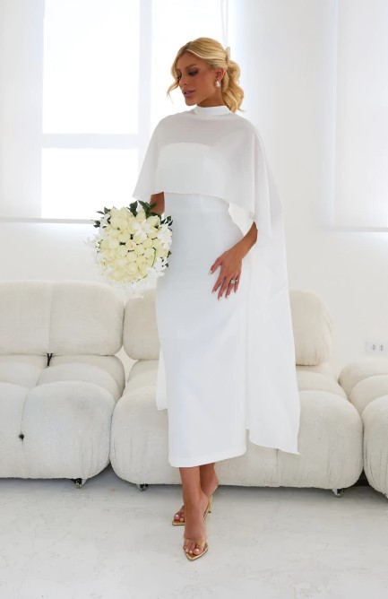 Vestido Midi Capa Off White Joy