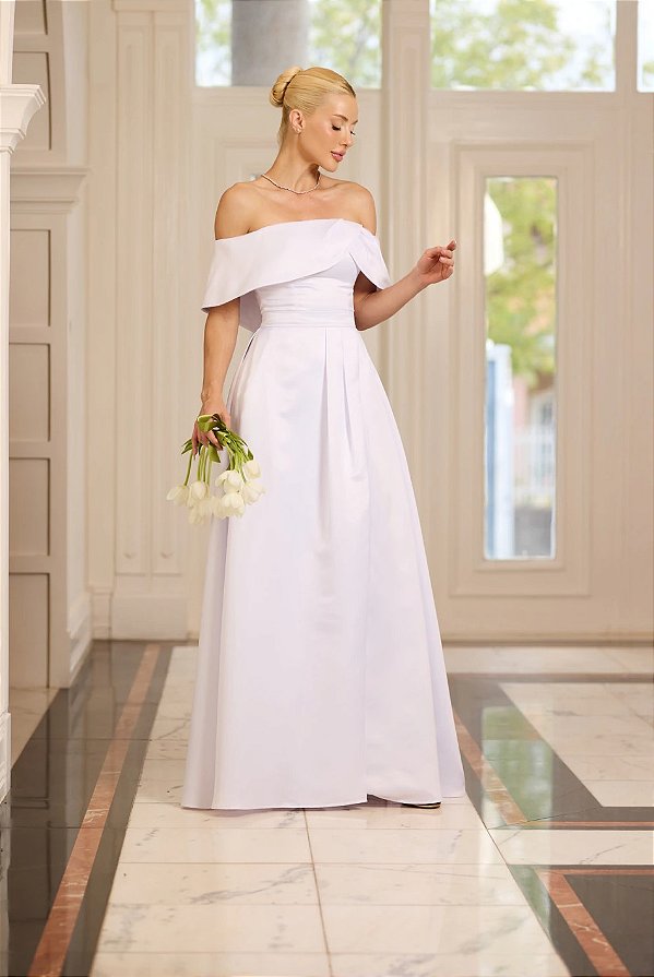 Vestido Longo em Cetim Italiano | Madeleine