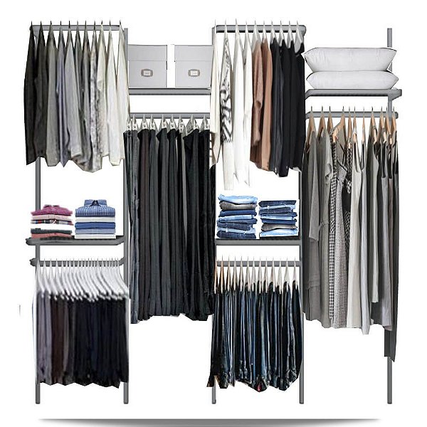 Closet Arara Aramado Trilho Parede Super Resistente Moderno 2,50