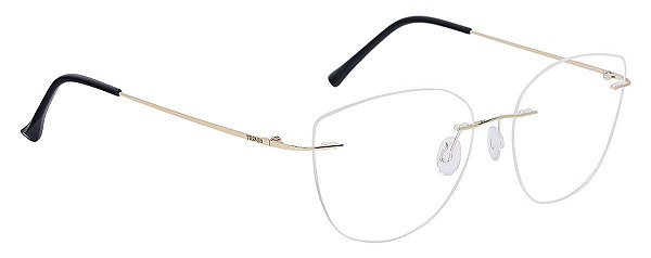 Armação Óculos De Grau Feminino Balgriff Titanium Sem Aro Gatinho Dourado Tx 687