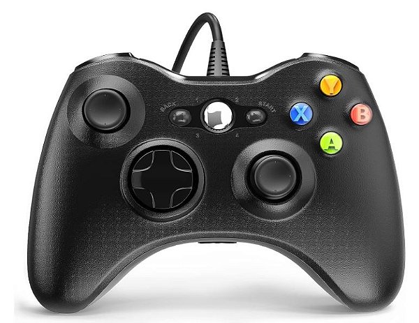 Controlador com fio para Xbox 360, controlador de jogo para 360 com dupla vibração Turbo Compatível com Xbox 360/360 Slim e PC Windows 7,8,10,11 Preto