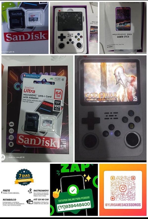Portátil R36S com cartão TF 64G - Branco + Cartão Sandisk