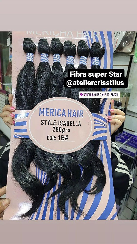 Cabelo ondulado Isabella fibra 100% orgânica cor 1b preto