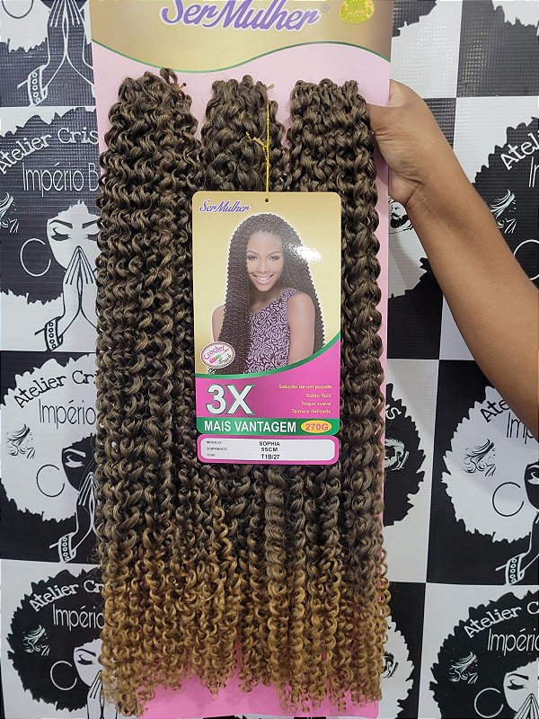 Cabelo Sophia cacheado crochet Braids ser mulher cor T1b/27