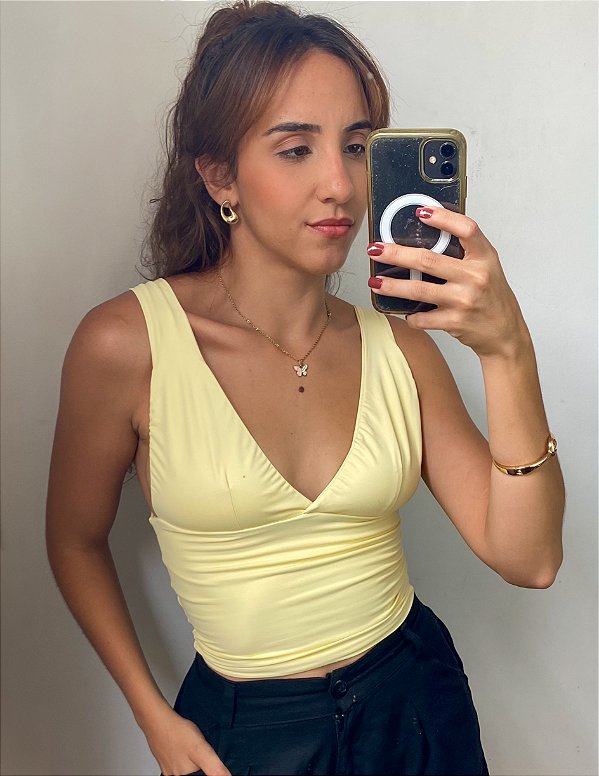 Blusa Decote Samy Amarelo