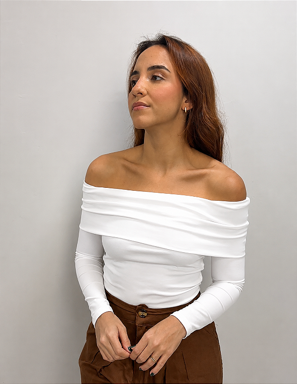 Blusa Alice Ombro a Ombro Manga Longa