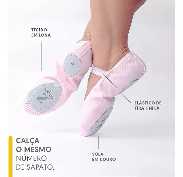 Sapatilha de Meia-Ponta Lona - Marca Alleza - Cor Rosa