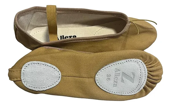 Sapatilha de Meia-Ponta Lona - Marca Alleza - Cor Bege