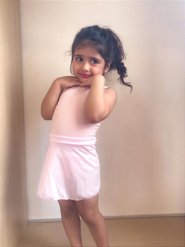 Saia Reta em Helanca Light Transpassada com Cós Elástico Infantil