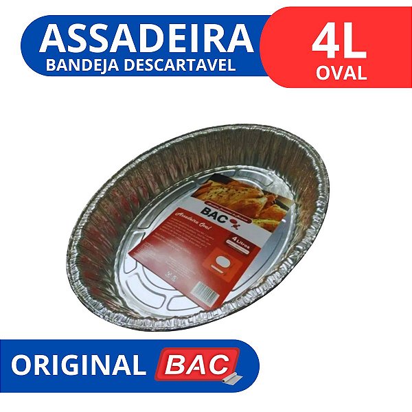 Assadeira Bandeja De Aluminio Oval 4000ml Descartavel