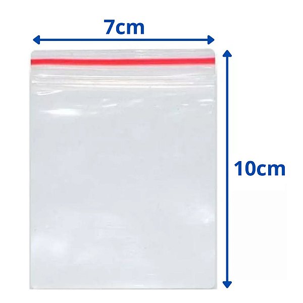 100 Sacos Saquinho Zip Lock Hermético 7x10,5 Abre E Fecha