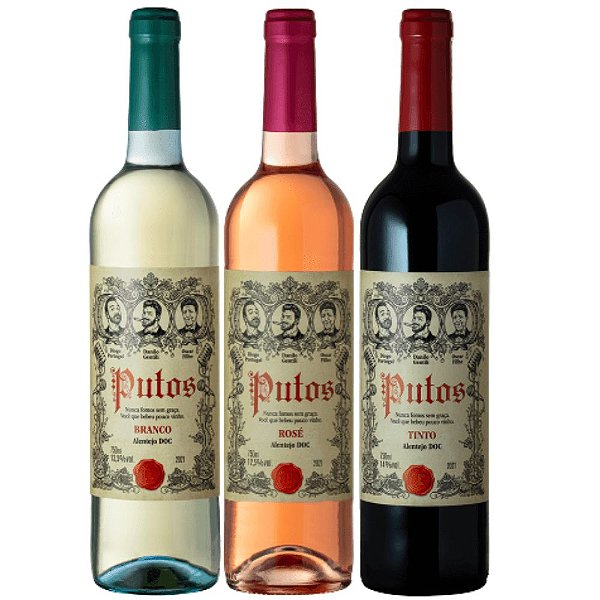 Kit Mix Vinho Putos DOC Alentejo com 3 Unidades Uvas Distintas