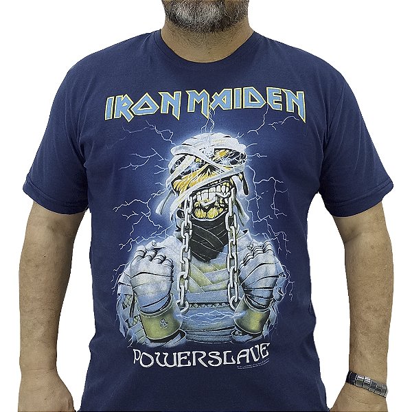 Camiseta Azul Plus Size Iron Maiden Powerslave