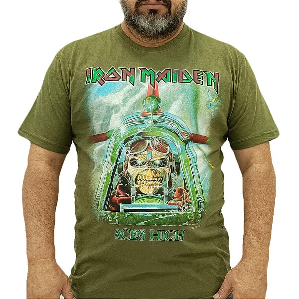 Camiseta Verde Iron Maiden Aces High