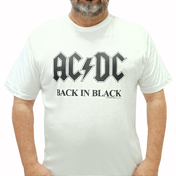 Camiseta Branca AC/DC Back in Black