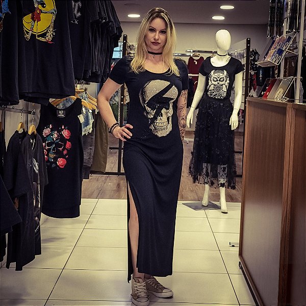 Vestido Preto Caveira Raio
