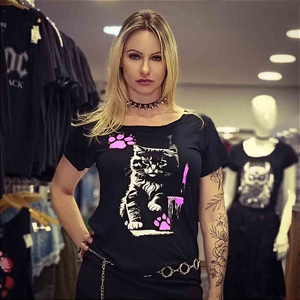 Blusa Feminina Gatinho Rosa