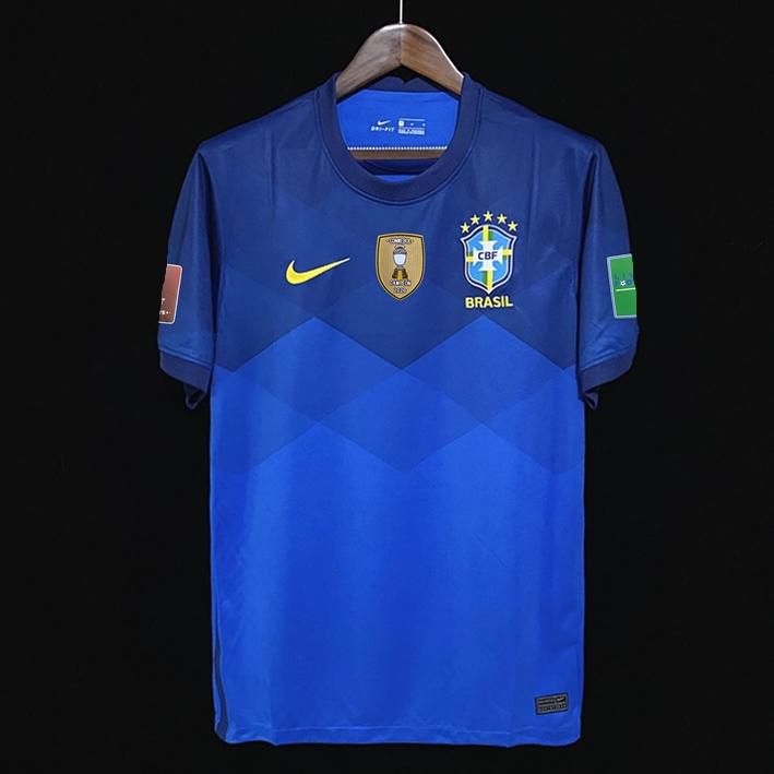 Camisa Brasil 2 Azul Patch Copa America e Eliminatórias da Copa Torcedor Masculina 2021