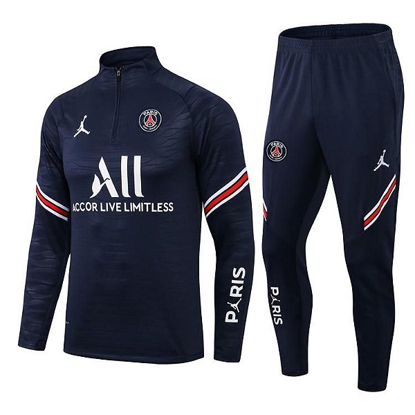 Conjunto PSG Jordan Treino Azul Escuro 2021 / 2022