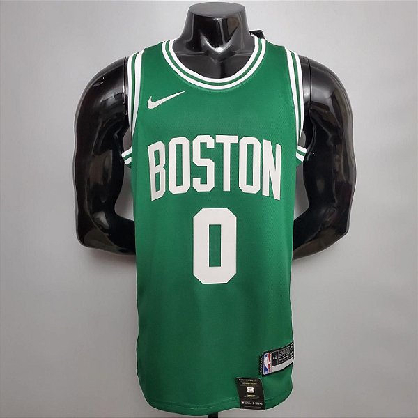Regata Basquete NBA Boston Celtics Tatum 0 Verde Edição Jogador Silk