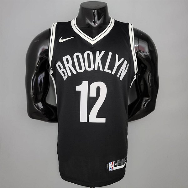 Regata Basquete NBA Brooklyn Harris 12 Preta Edição Jogador Silk