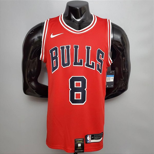 Regata Basquete NBA Chicago Bulls Lavine 8 Vermelha Edição Jogador Silk