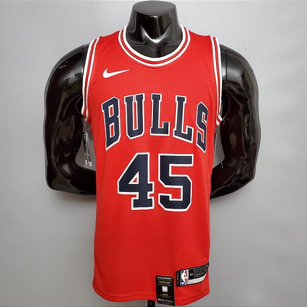 Regata Basquete NBA Chicago Bulls Jordan 45 Vermelha Edição Jogador Silk