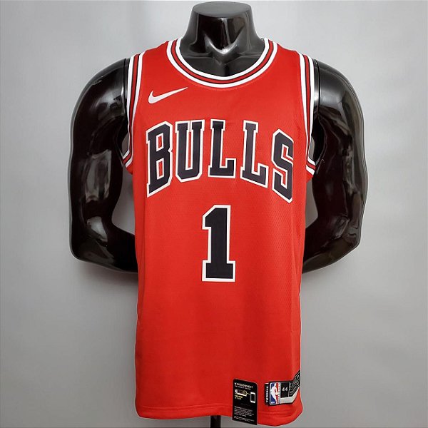 Regata Basquete NBA Chicago Bulls Rose 1 Vermelha Edição Jogador Silk