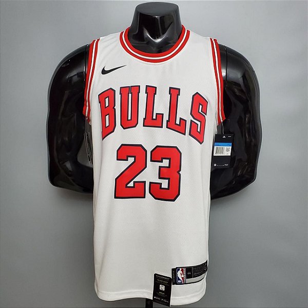 Regata Basquete NBA Chicago Bulls Jordan 23 Branca Edição Jogador Silk
