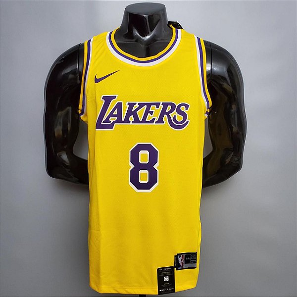 Regata Basquete NBA Lakers Bryant 8 Amarela Edição Jogador Silk