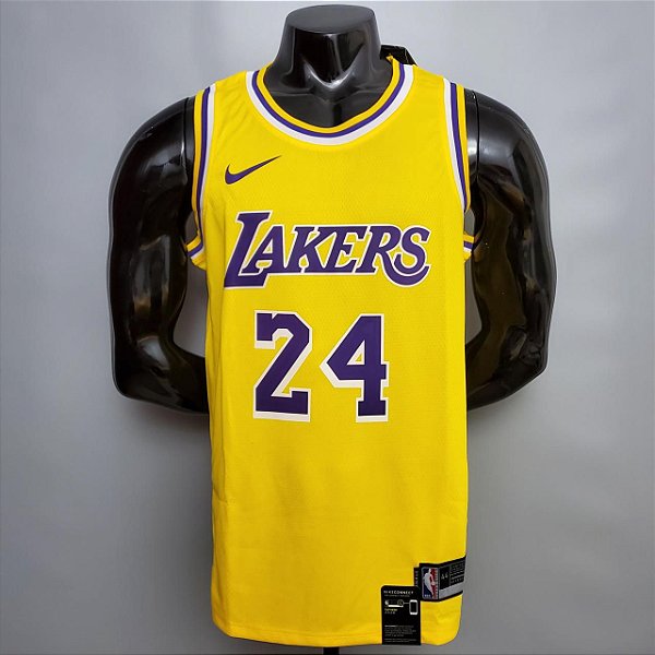 Regata Basquete NBA Lakers Bryant 24 Amarela Edição Jogador Silk