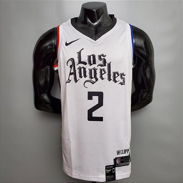 Regata Basquete NBA Los Angeles Clippers Leonard 2 Branca Edição Jogador Silk