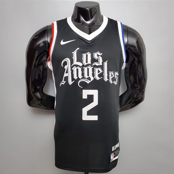 Regata Basquete NBA Los Angeles Clippers Leonard 2 Preta Edição Jogador Silk