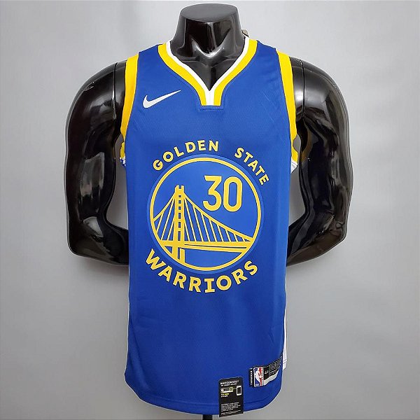 Regata Basquete NBA Golden State Warriors Curry 30 Azul Edição Jogador Silk