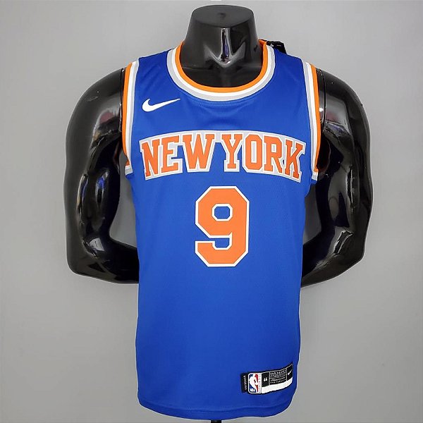 Regata Basquete NBA New York Knicks Barrett 9 Azul Edição Jogador Silk