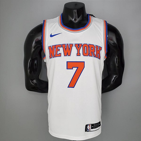 Regata Basquete NBA  New York Knicks Anthony 7 Branca Edição Jogador Silk