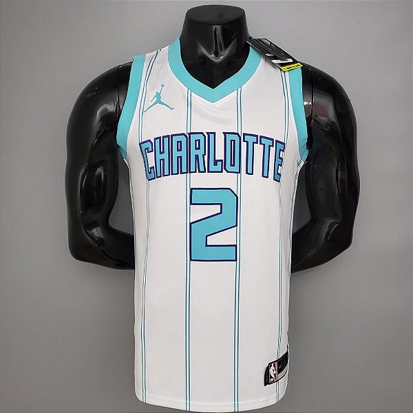 Regata Basquete NBA Charlotte Hornets Ball 2 Branca Edição Jogador Silk