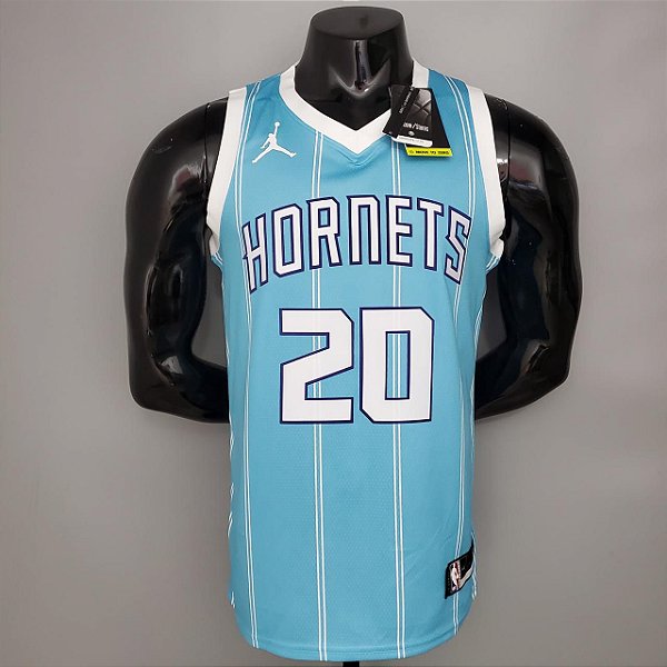 Regata Basquete NBA Charlotte Hornets Hayward 20 Ciano Edição Jogador Silk