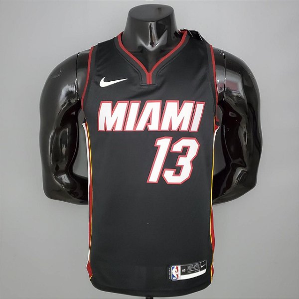 Regata Basquete NBA Miami Heat Adebayo 13 Preta Edição Jogador Silk