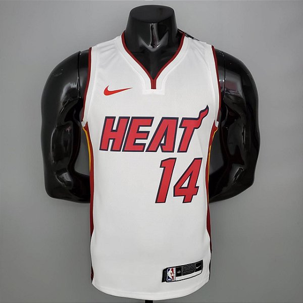 Regata Basquete NBA Miami Heat Herro 14 Branca Edição Jogador Silk