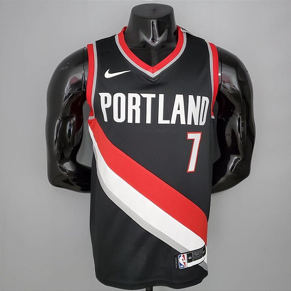 Regata Basquete NBA Portland Trail Blazers Roy 7 Preta Edição Jogador Silk