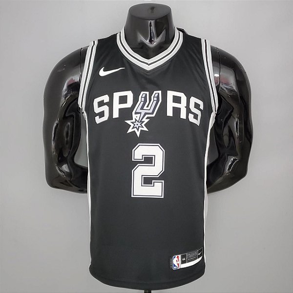 Regata Basquete NBA San Antonio Spurs Leonard 2 Preta Edição Jogador Silk